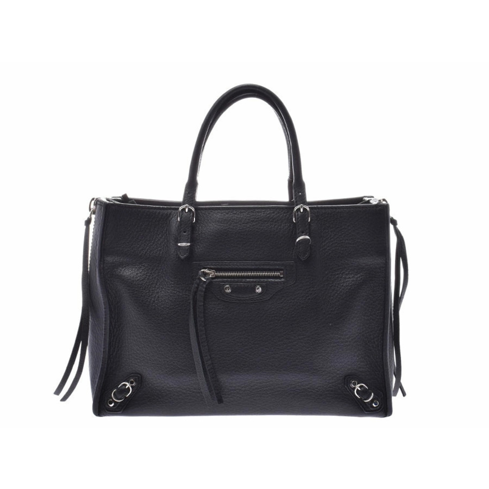 Balenciaga Paper Black Leather Handbag Strap Black